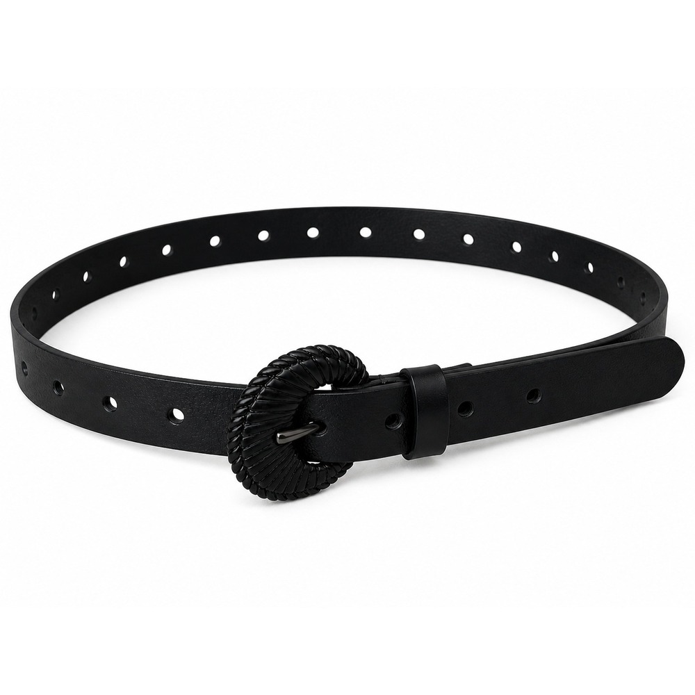 Lucky Brand Women Small Genuine Leather‎ Belts Black Western Round Buckle
